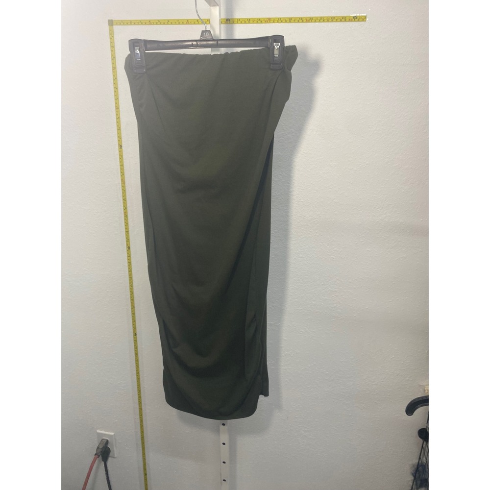 Fashion Nova Olive Green Tube Midi Dress Strapless Bodycon Large